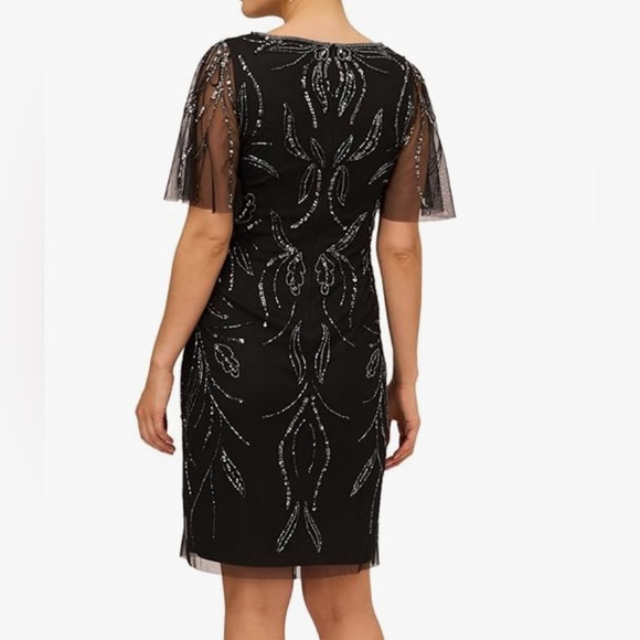 Women's Beaded V Neck Short Dress - Picture 3 of 7